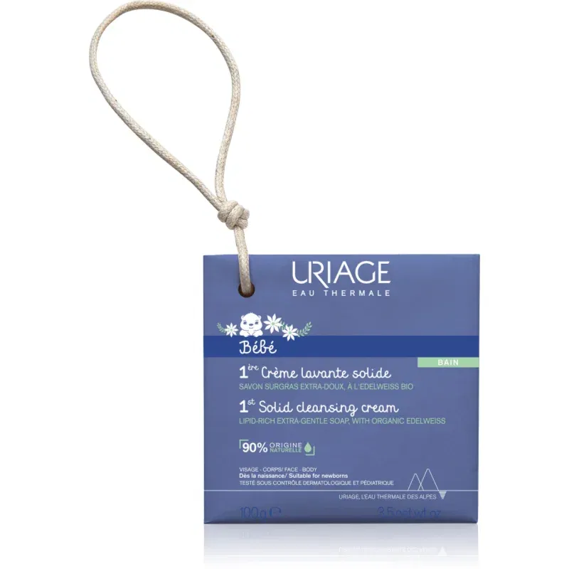 Uriage Bébé 1st Solid Cleansing Cream sapun crema pentru piele neteda si delicata pentru nou-nascuti si copii 100 g