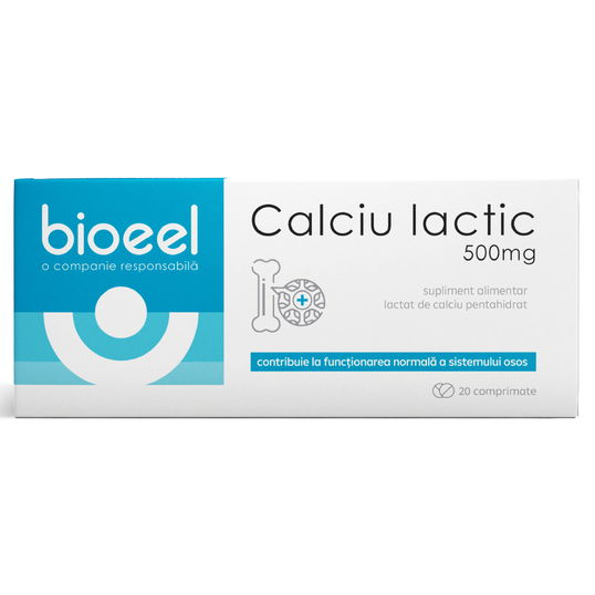 Calciu lactic 500mg, 20 comprimate, Bioeel