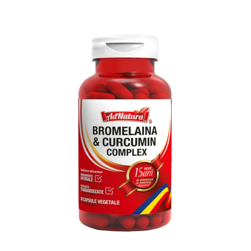 Bromelaina si Curcumin complex, 30 capsule, AdNatura