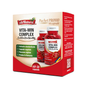 Pachet Complex VITA-MIN C+D3+Zn+Se+Mg, 60+30 capsule, AdNatura