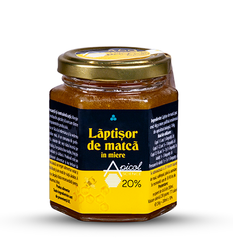 Laptisor de matca in miere 20%, 200ml, Apicol Science