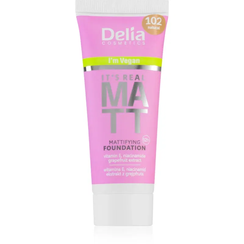 Delia Cosmetics It's Real Matt machiaj cu efect matifiant culoare 102 Natural 30 ml