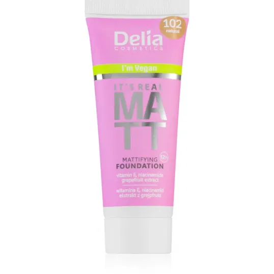 Delia Cosmetics It's Real Matt machiaj cu efect matifiant culoare 102 Natural 30 ml