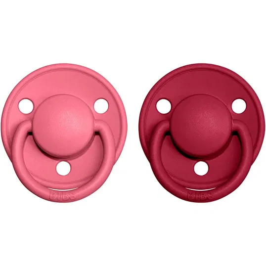 BIBS De Lux Natural Rubber Size 1: 0+ months suzetă Coral / Ruby 2 buc