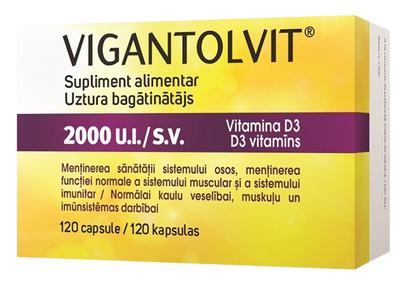 Vigantolvit 2000 UI/SV Vitamina D3, 120 capsule, Catalent