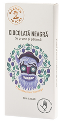 Ciocolata neagra 70% cacao cu prune si palinca, 80g, Razvan Idicel