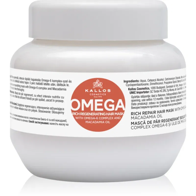 Kallos KJMN Professional Omega masca de par hranitoare cu ulei de macadamia si complex omega 6 275 ml