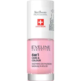 Eveline Cosmetics Nail Therapy Care & Colour balsam pentru unghii 6 in 1 culoare Shimmer Pink 5 ml
