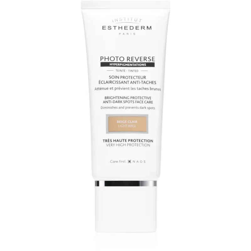 Institut Esthederm Photo Reverse Protective Anti-Dark Spots Tinted Face Care crème de protectie anti-acnee cu o protectie UV ridicata culoare Light Be