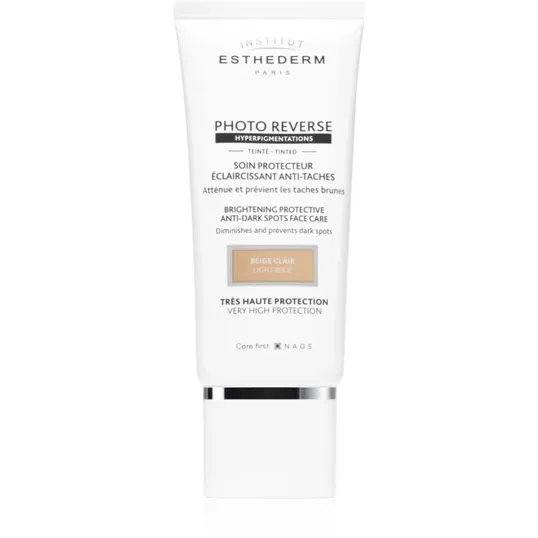 Institut Esthederm Photo Reverse Protective Anti-Dark Spots Tinted Face Care crème de protectie anti-acnee cu o protectie UV ridicata culoare Light Be