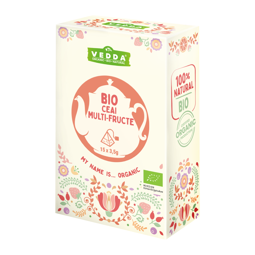 Ceai multi-fructe piramida bio, 15x3.5g, Vedda