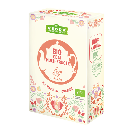 Ceai multi-fructe piramida bio, 15x3.5g, Vedda