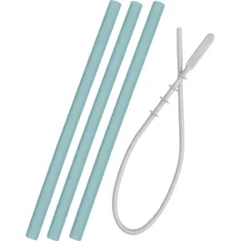 Minikoioi Flexi Straw with Cleaning Brush pai din silicon cu pensula Aqua Green 3 buc