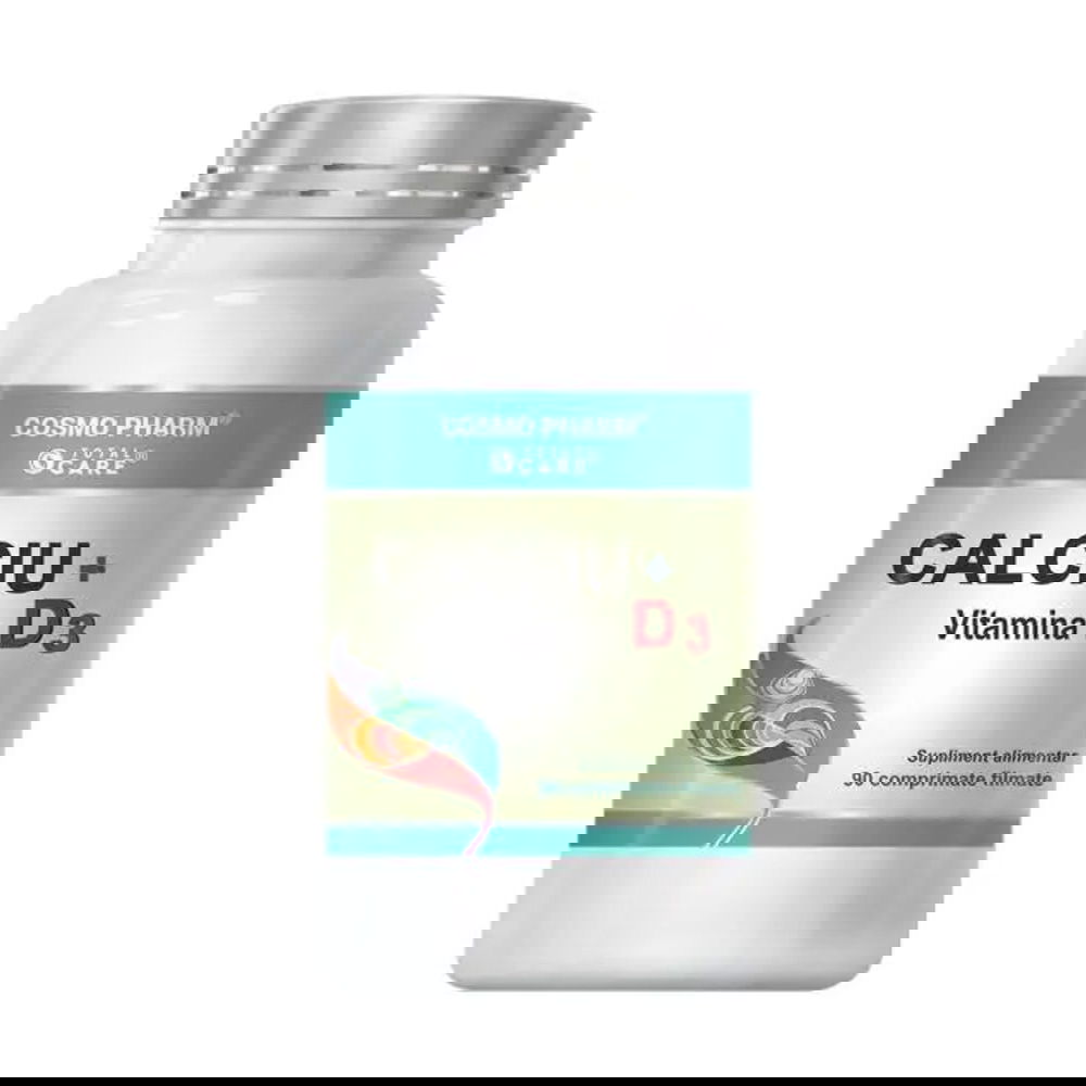 Calciu + Vitamina D3, 90 tablete, Cosmopharm