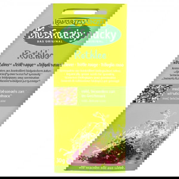 Seminte de trifoi rosu bio pentru germinat BioSnacky, 30g, Rapunzel