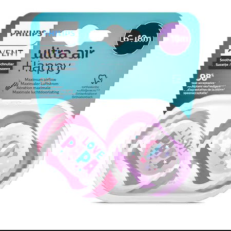 Set suzete Ultra Air pentru 6-18 luni SCF080/04, 2 bucati, Philips Avent