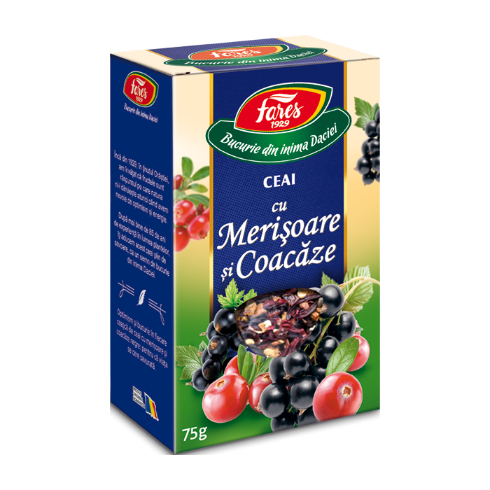 Ceai cu merisoare si coacaze, 75g, Fares