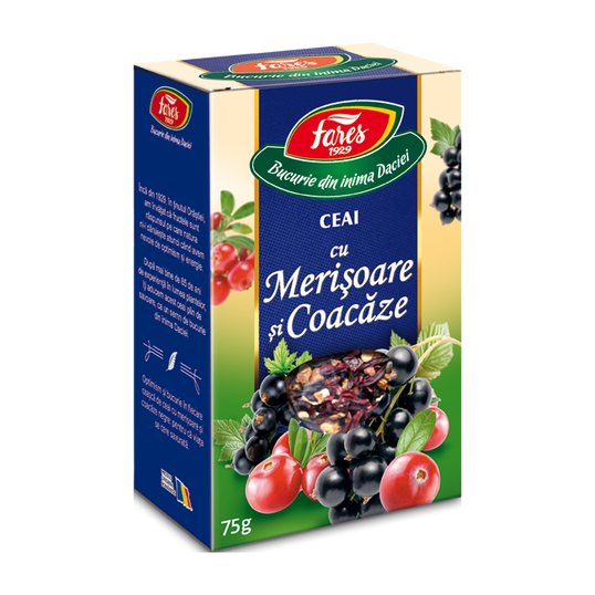 Ceai cu merisoare si coacaze, 75g, Fares