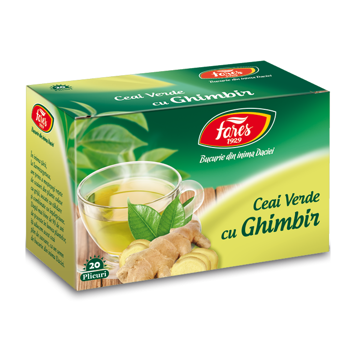 Ceai verde cu ghimbir, 20 plicuri, Fares