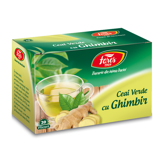 Ceai verde cu ghimbir, 20 plicuri, Fares