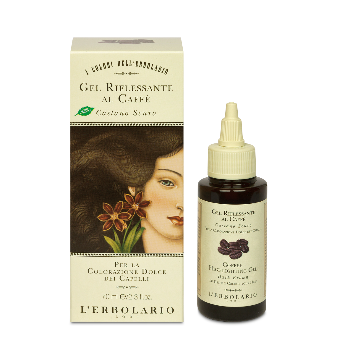 L'Erbolario Coffee Gel pentru colorarea parului Castaniu, 70ml