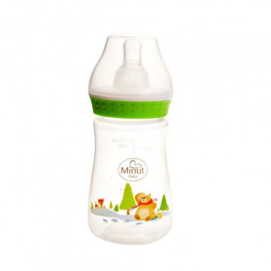Biberon cu tetina `Ursul pacalit de vulpe` pentru +3 luni Baby, 125ml, Minut