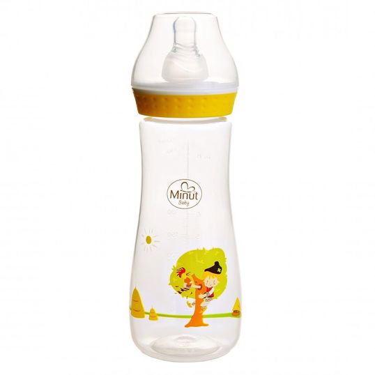 Biberon cu tetina `Ursul pacalit de vulpe` pentru +3 luni Baby, 250ml, Minut