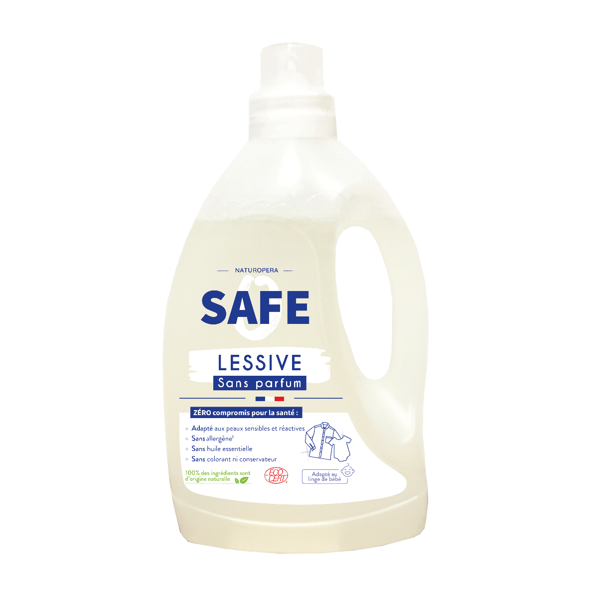 Detergent bio pentru rufe fara parfum si fara alergeni, 3000ml, Safe
