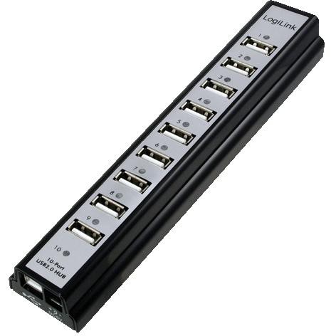 Logilink HUB USB 2.0 extern 10 x cu alimentare 3.5A