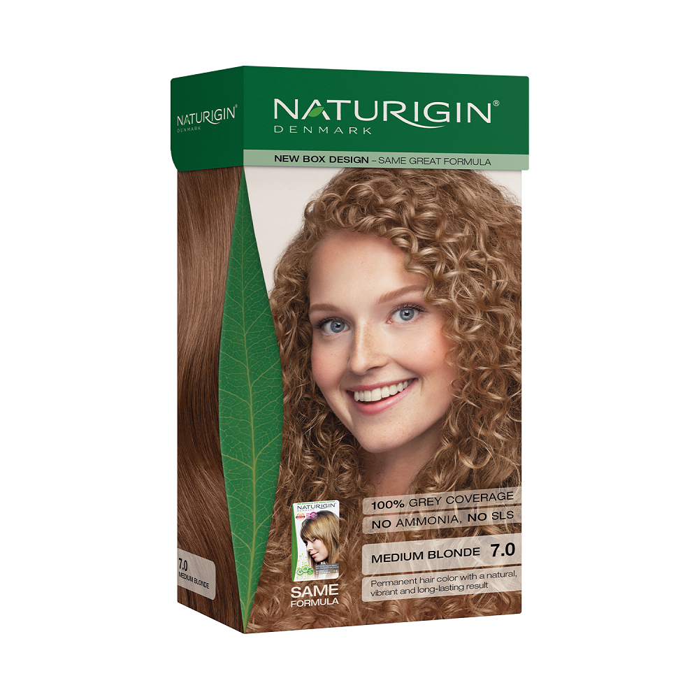 Vopsea de par Medium Blonde 7.0, 115ml, Naturigin
