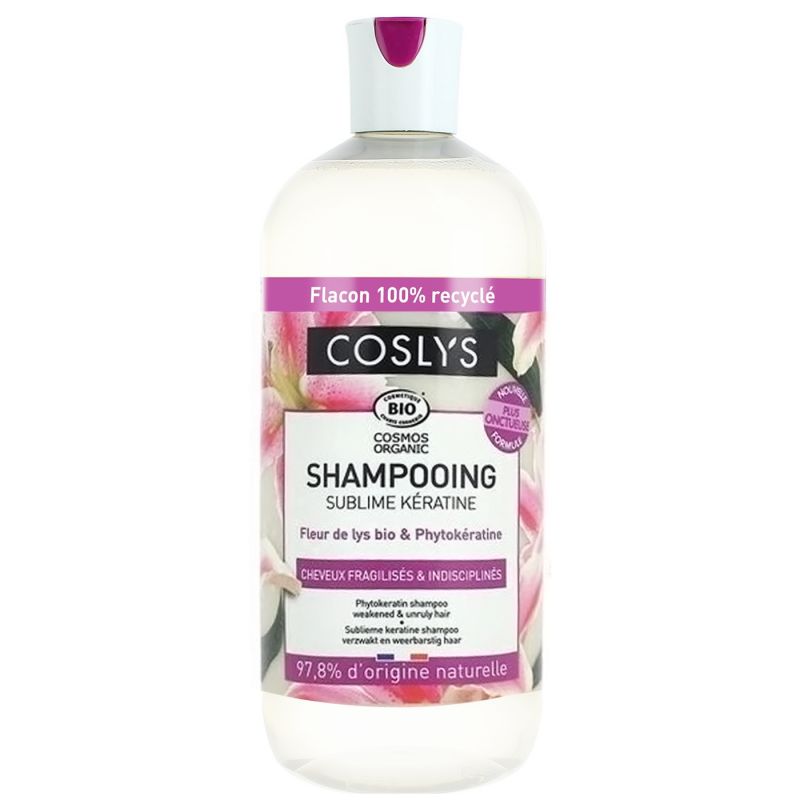 Sampon bio de reparare intarire si netezire pentru par slab si despicat cu crin si fitocheratina, 500ml, Coslys