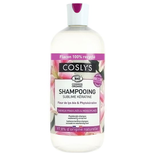 Sampon bio de reparare intarire si netezire pentru par slab si despicat cu crin si fitocheratina, 500ml, Coslys