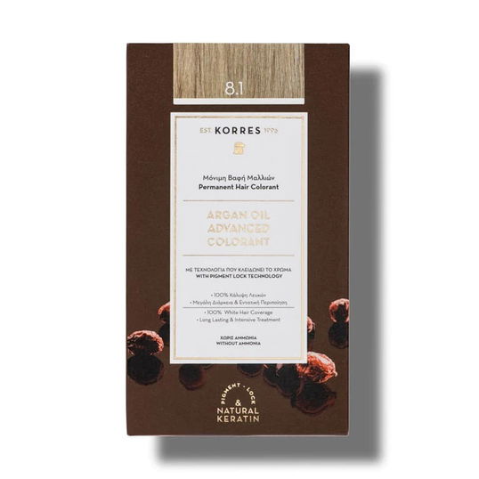 Vopsea de par Argan Oil 8.1, 50ml, Korres