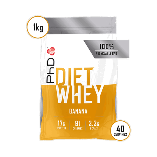 Pudra proteica cu aroma de banane Diet Whey, 1kg, PhD