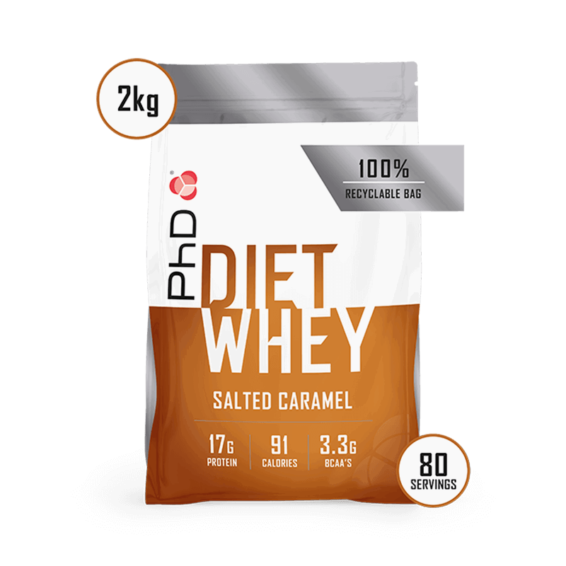 Pudra proteica cu aroma de caramel sarat Diet Whey, 2kg, PhD