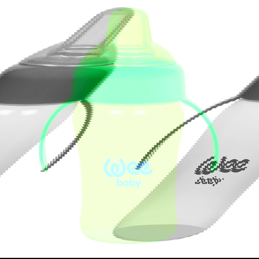 Canita colorata anti-varsare cu maner si cioc din silicon 6+ luni, 240ml, Wee Baby