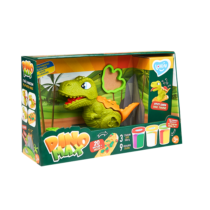 Set plastilina cu accesorii si jucarie pentru modelaj Lovin Dino Max, 1 bucata, Oktoclay