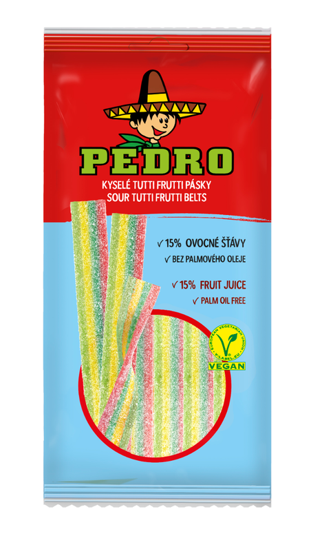 Bomboane gumate cu forma de panglica Tutti Frutii, 80g, Pedro