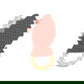 Jucarie organica cu inel de prindere din lemn si urechi din material textil caramiziu 696-V2, 1 bucata, Grunspecht