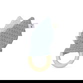 Jucarie organica cu inel de prindere din lemn si urechi din material textil gri 696-V3, 1 bucata, Grunspecht