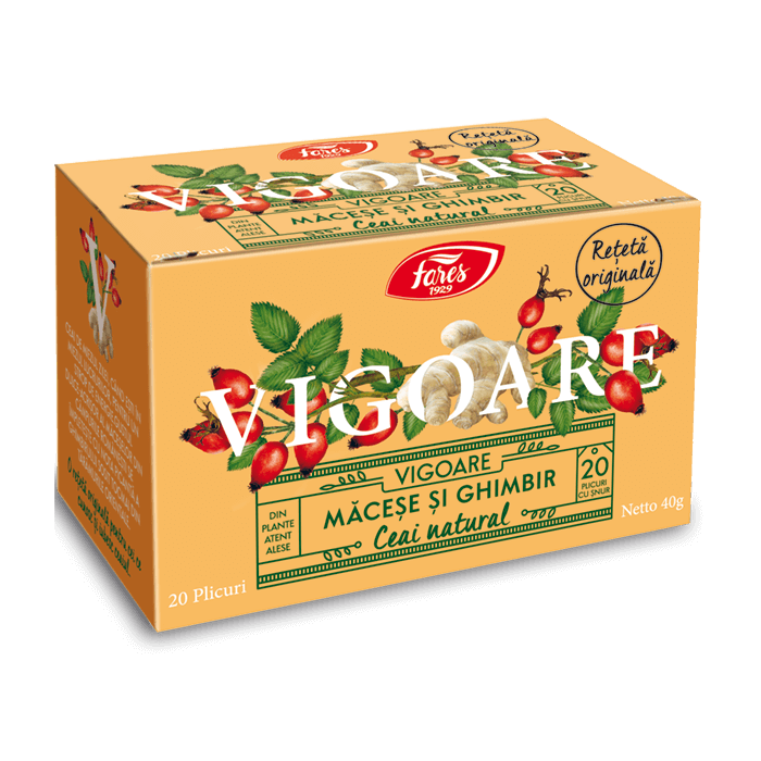 Ceai cu macese si ghimbir Vigoare, 20 plicuri, Fares