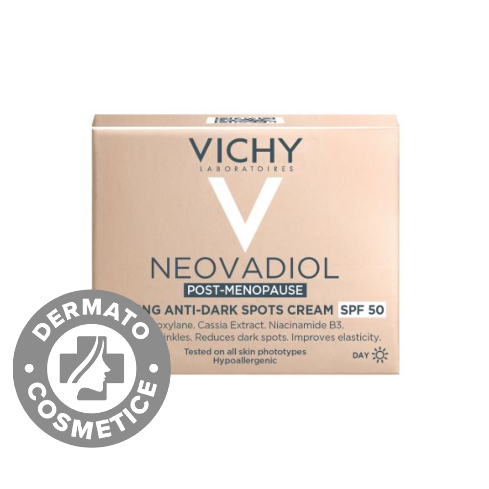 Crema de zi cu efect de fermitate si anti-pete pigmentare brune SPF 50 Neovadiol Post-Menopause, 50ml, Vichy