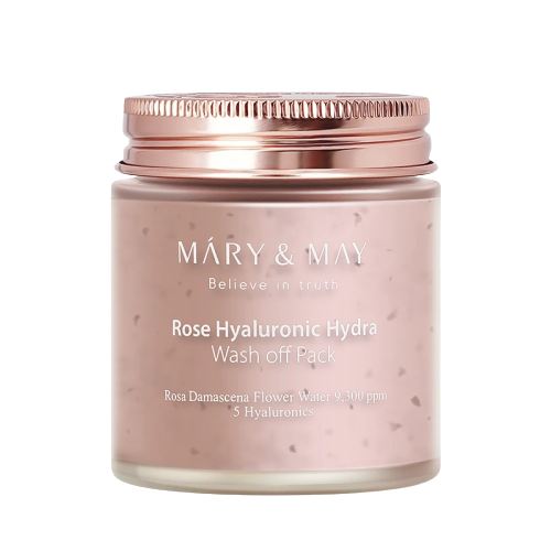 Masca tip wash-off cu extract de trandafir si acid hialuronic, 125g, Mary and May