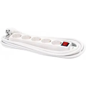Prelungitor Spacer PP-5-18, 5 prize, 1.8m, prize cu protectie (Alb)