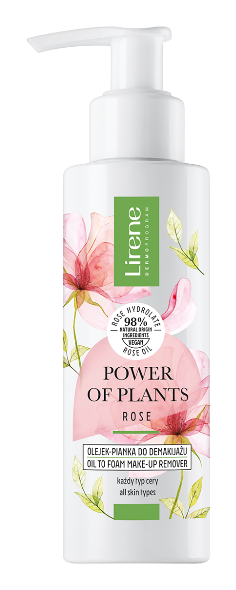 Ulei-spuma pentru indepartarea machiajului Trandafir Power Of Plants, 145ml, Lirene