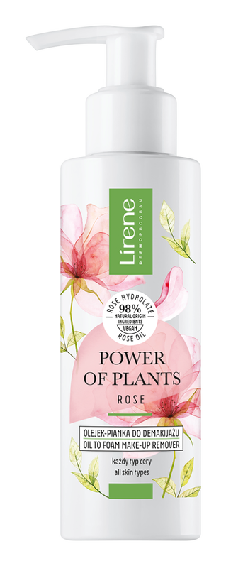 Ulei-spuma pentru indepartarea machiajului Trandafir Power Of Plants, 145ml, Lirene