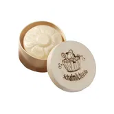 Sapun cremos cu lapte de oaie, floricica, in cutie din lemn, 65g -