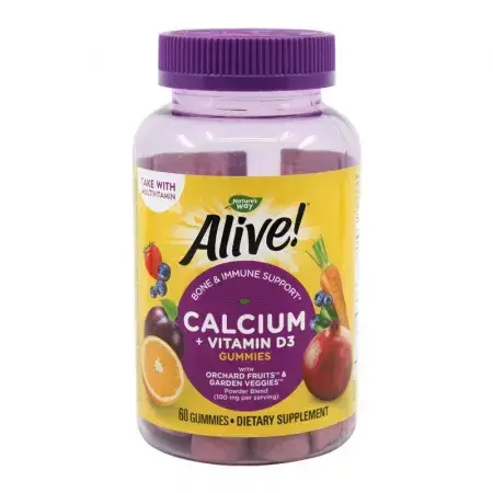 Alive Calcium + D3 Gummies Nature`s Way, 60 jeleuri gumate, Secom