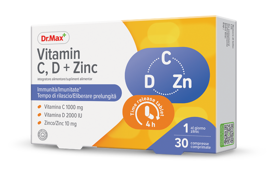 Dr. Max Vitamina C, D + Zinc, 30 comprimate