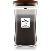 Woodwick Trilogy Warm Woods lumânare parfumată cu fitil din lemn 609,5 g